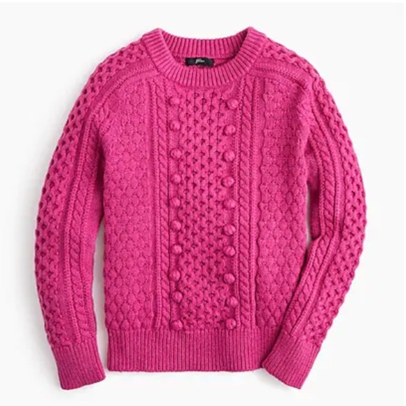 J. Crew Sweaters - J. Crew popcorn cable knit sweater pom medium